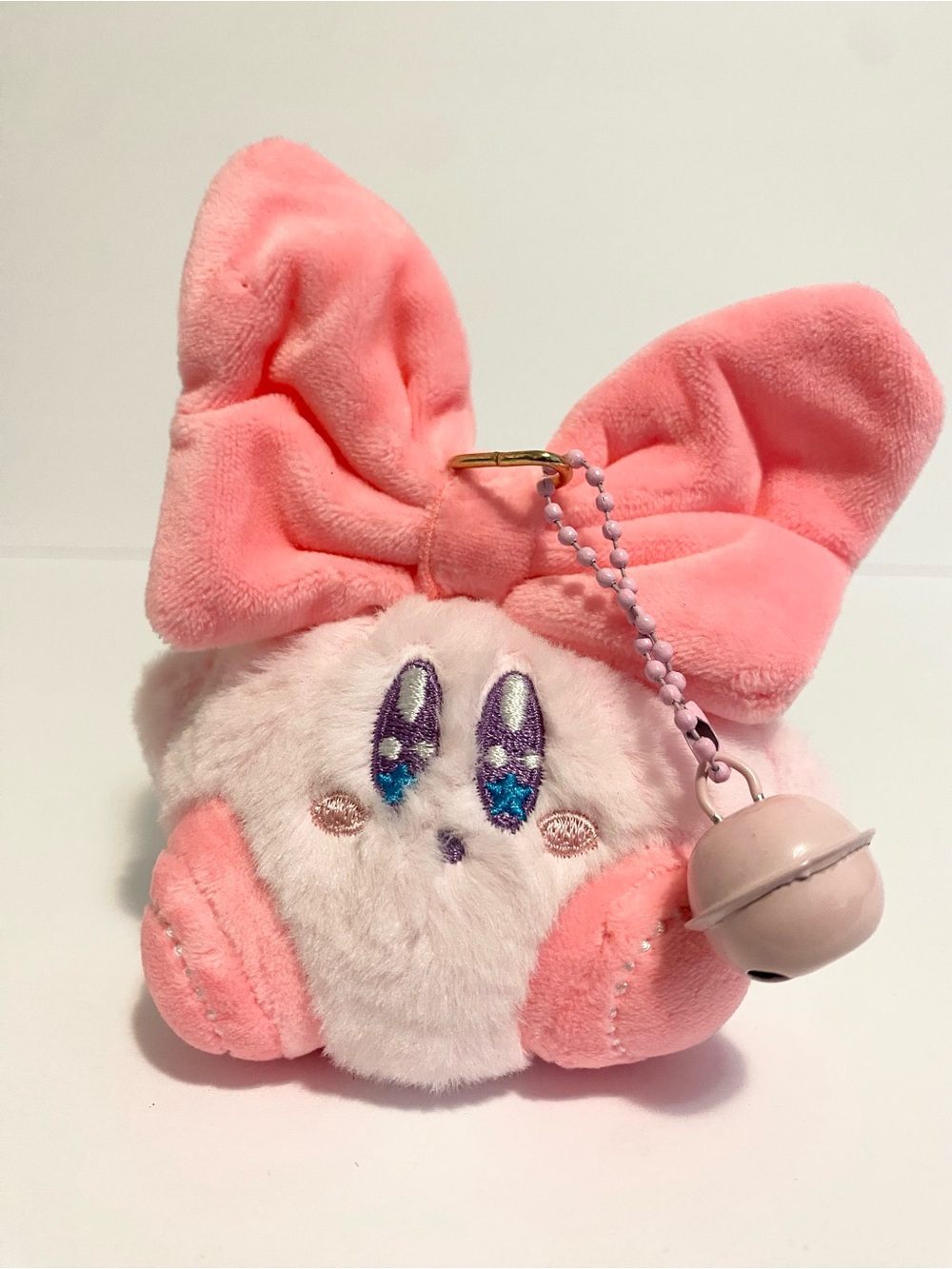 Kirby Plush Keychain Bow Chain Bow Stuffed Animal Toy Nintendo Small 4” Toy Pink